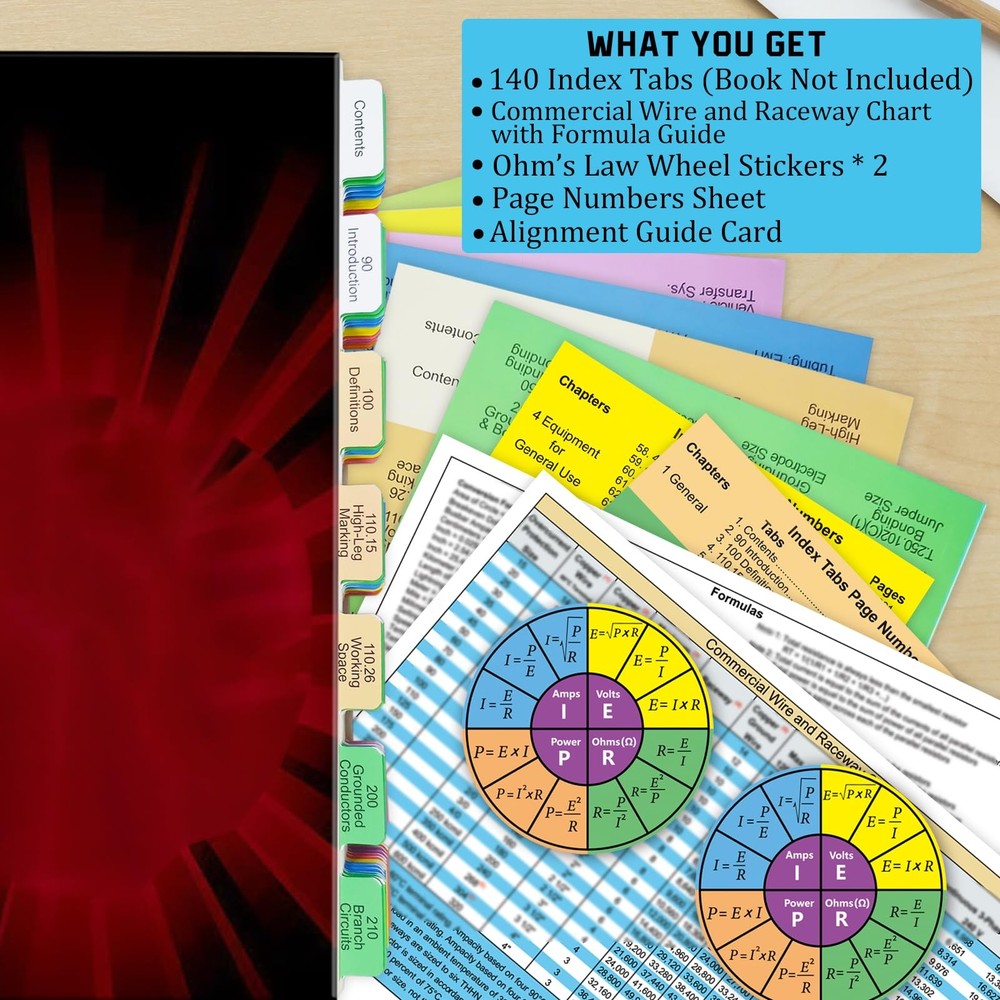 Electrical Code Tabs for NEC 2020, 140 PCS Laminated & Color-Coded for Nation...