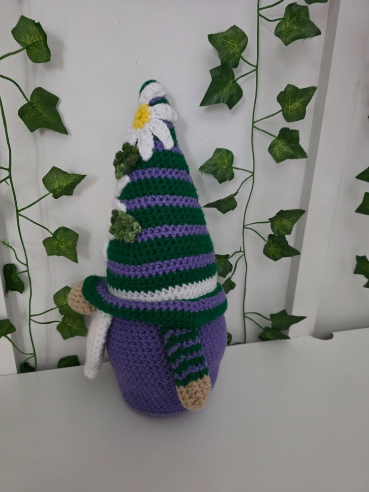 Hand Made Crocheted Gnome w/ Daisy