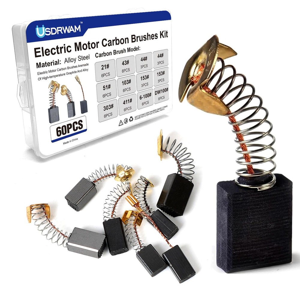 60Pcs Electric Motor Carbon Brushes Set, 10 Different Models for Replacement...