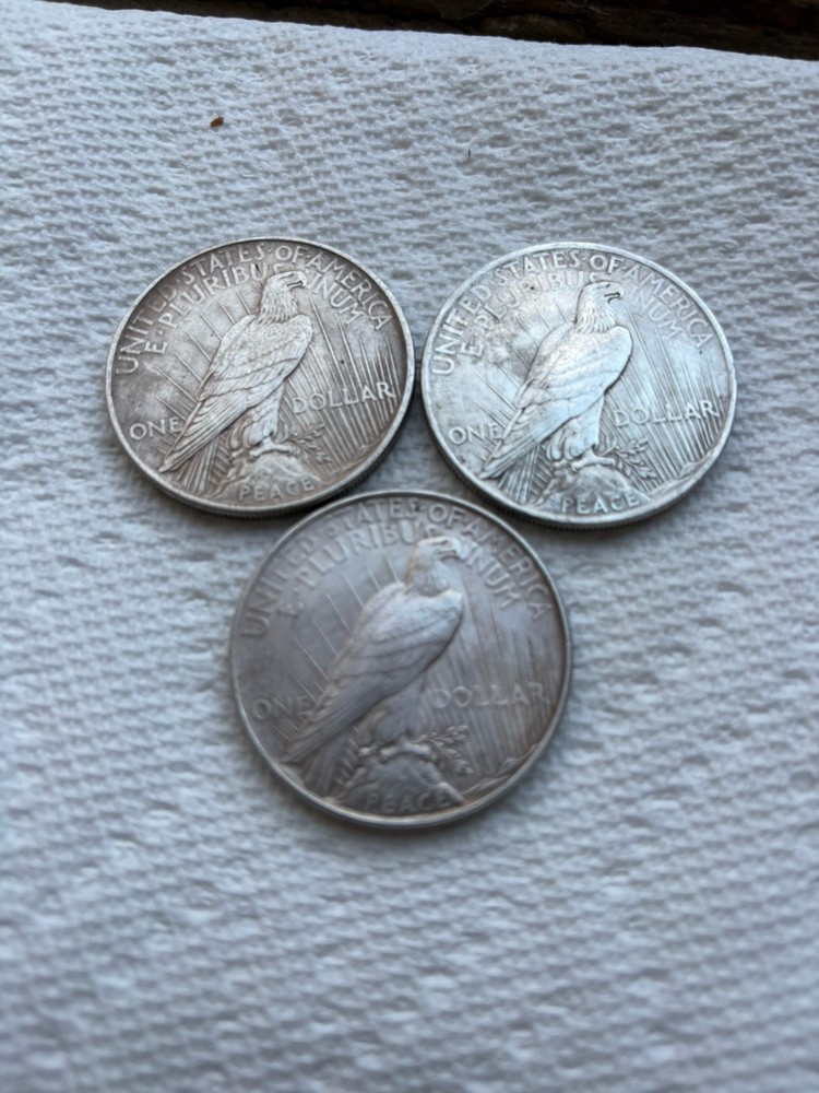 3 1922 Peace Dollar $1 Silver Coins