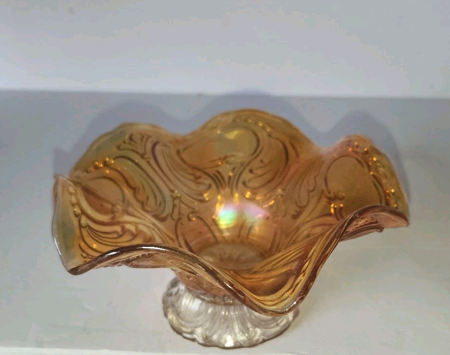Imperial Glass Rococo Marigold Candy Dish