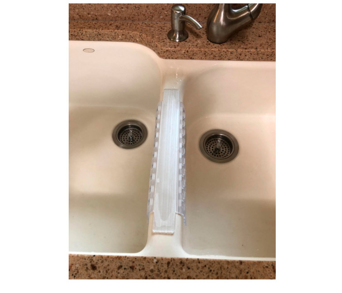 Double Sink Saddle Kitchen Mat Dish Safe Durable Grips Protector Divider Clear