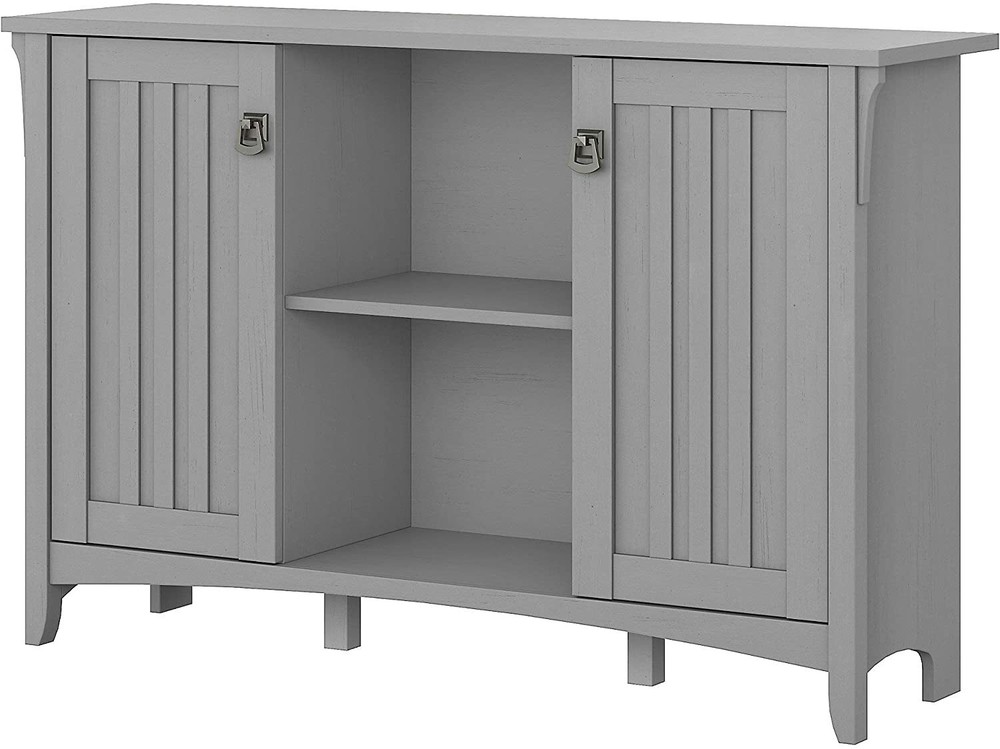 Gray Grey Wooden Buffet Console Storage Cabinet China Server 2 Doors Curio Shelf