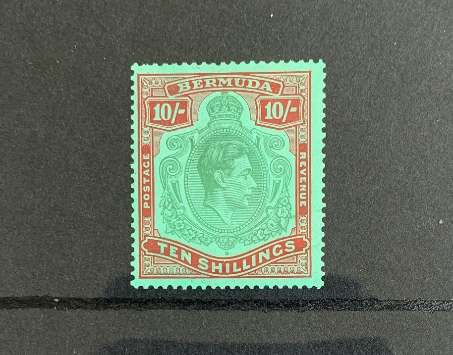 BERMUDA GEORGE VI 10/- MOUNTED MINT STAMP