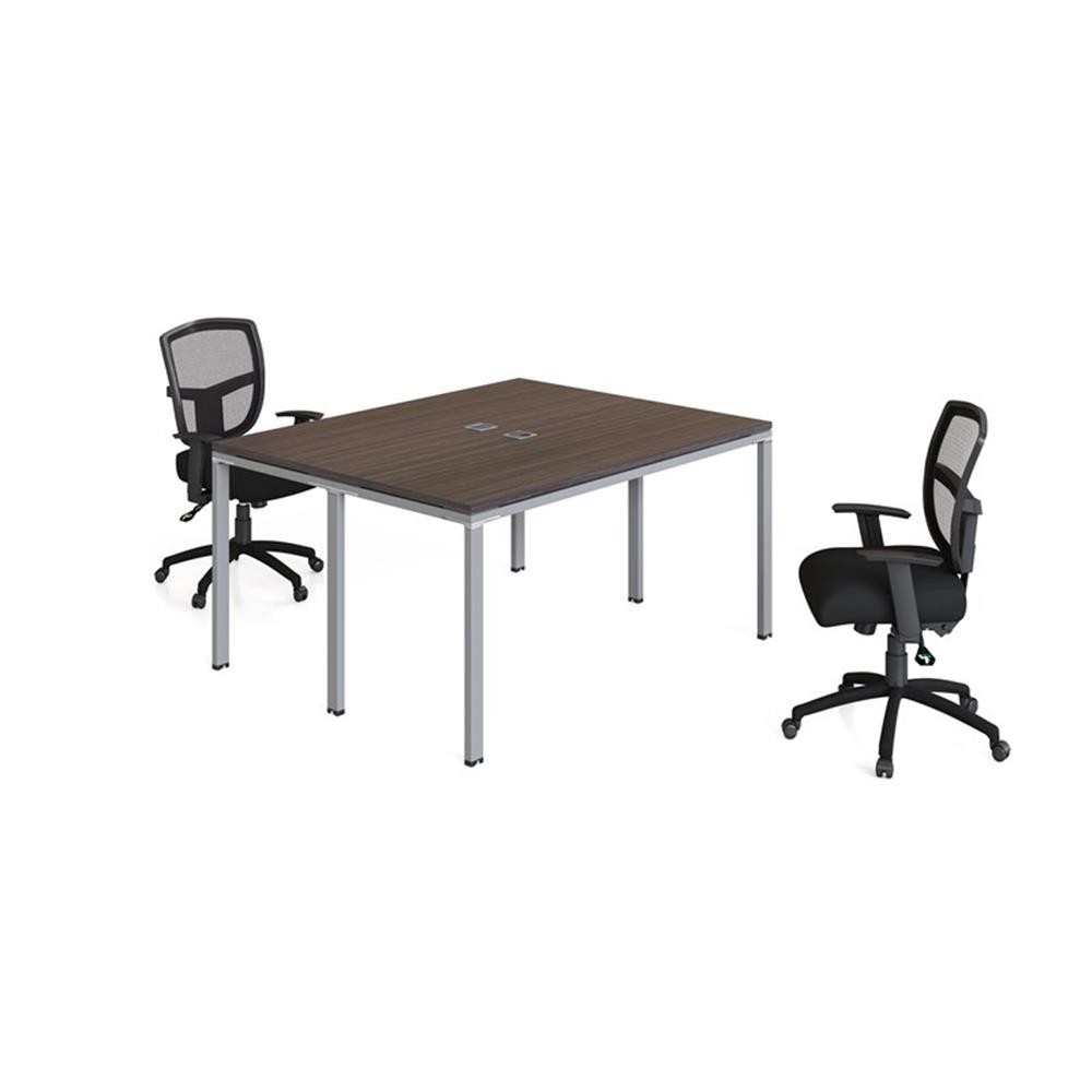 Boss Office Simple System Face to Face Double Desks in Driftwood