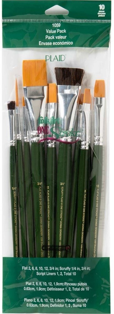 Plaid:Craft 1059 One Stroke Brush Set-10/Pkg