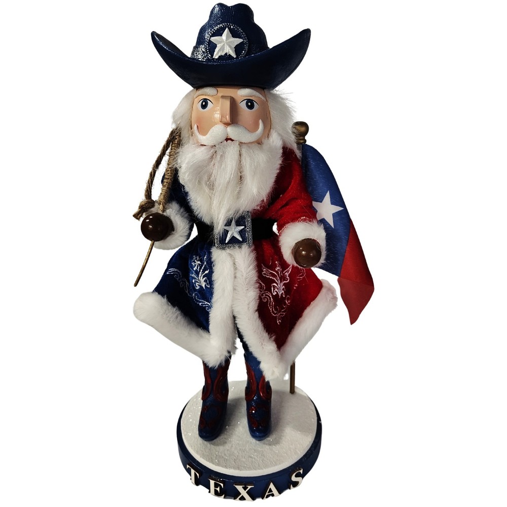 Texas Lonestar Santa Nutcracker 15 Inch
