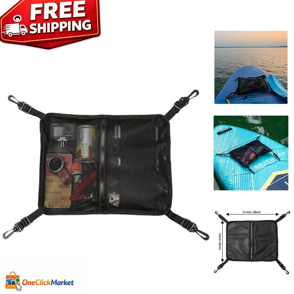 Durable Oxford Mesh Paddleboard Deck Bag with 4 Compartments & Adjustable Straps
