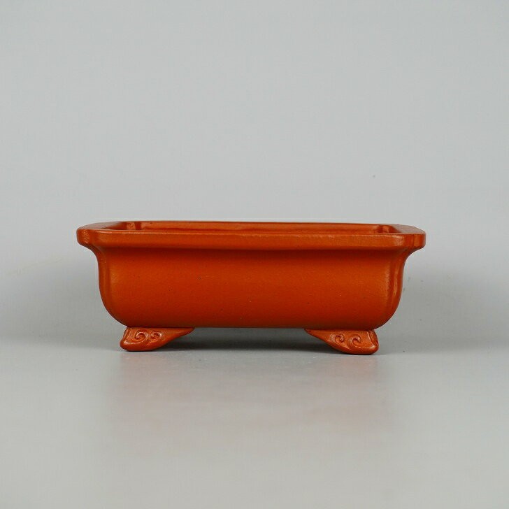 Ikko Watanabe Small Rectangular Bonsai Pot 15.2cm (6.0in) Mud Glaze, Cloud Foot