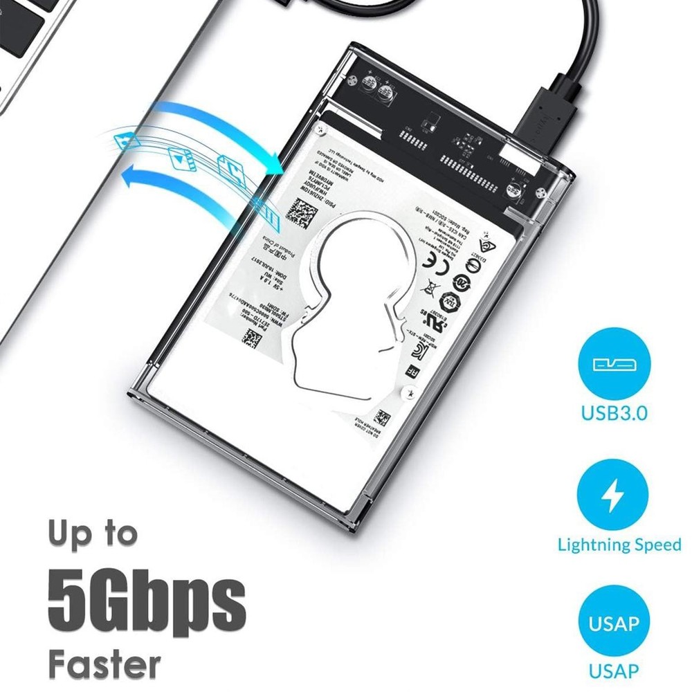 Enclosure For 2.5" SATA SSD Hard Disk HDD SSHD Portable USB PC