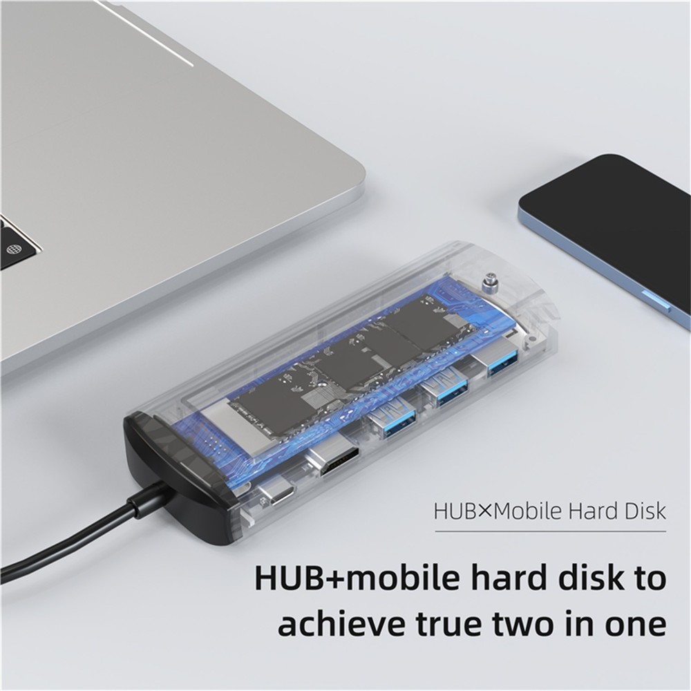 6 in 1 USB3.0 Hub With Disk Storage Function USB3.0 Type-c to HDMI Laptop Dock e