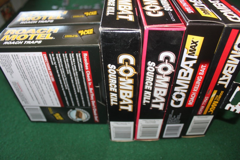 6 Packages, assortment Roach Motel, Combat Bait, Source Kill Max