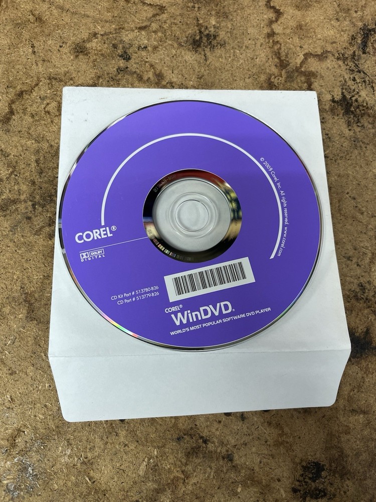 Corel WinDVD Software CD-ROM Disc & Sleeve Player CD 2009 Installation Replace