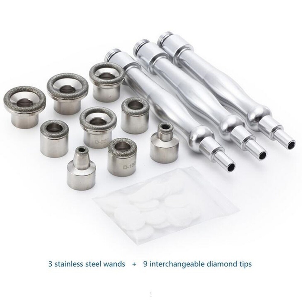9 Tips 3 Wands Diamond Microdermabrasion Tips Diamond Wands Cotton Filter Tools