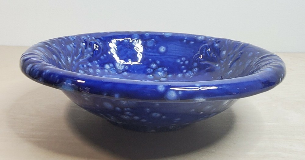 Small Water Pitcher w/ Basin Washing Bowl Cobalt Blue Ceramic For Tiny Space