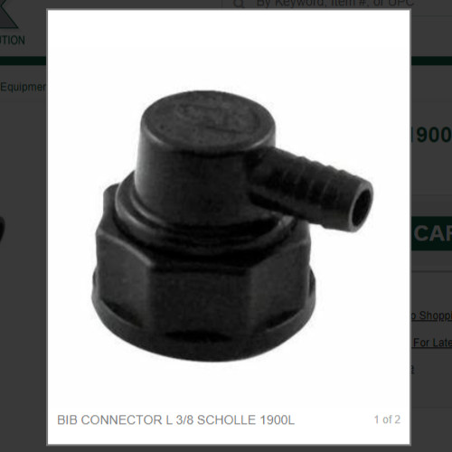 BIB CONNECTOR L 3/8 SCHOLLE 1900L, # 202004