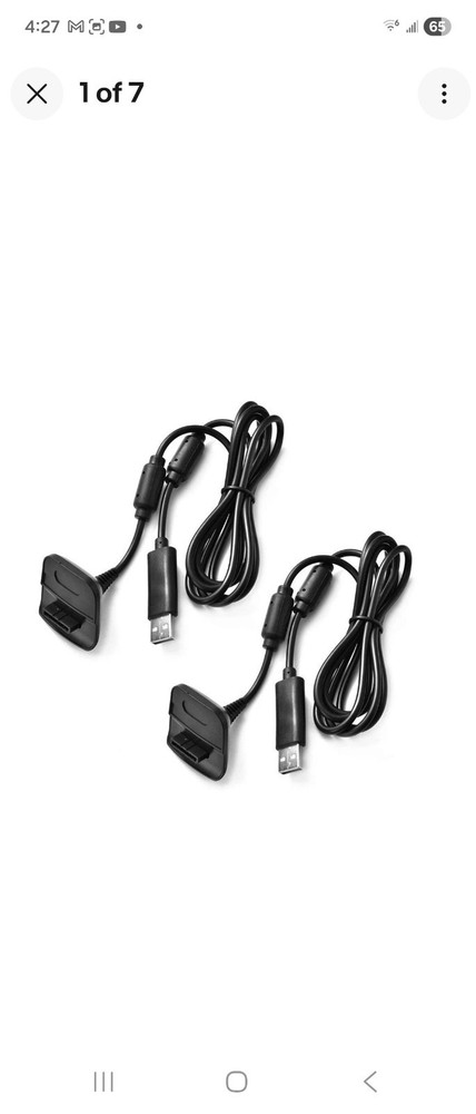 3 For Xbox 360 Black Wireless Controller USB Charging Cable Replacement Charger
