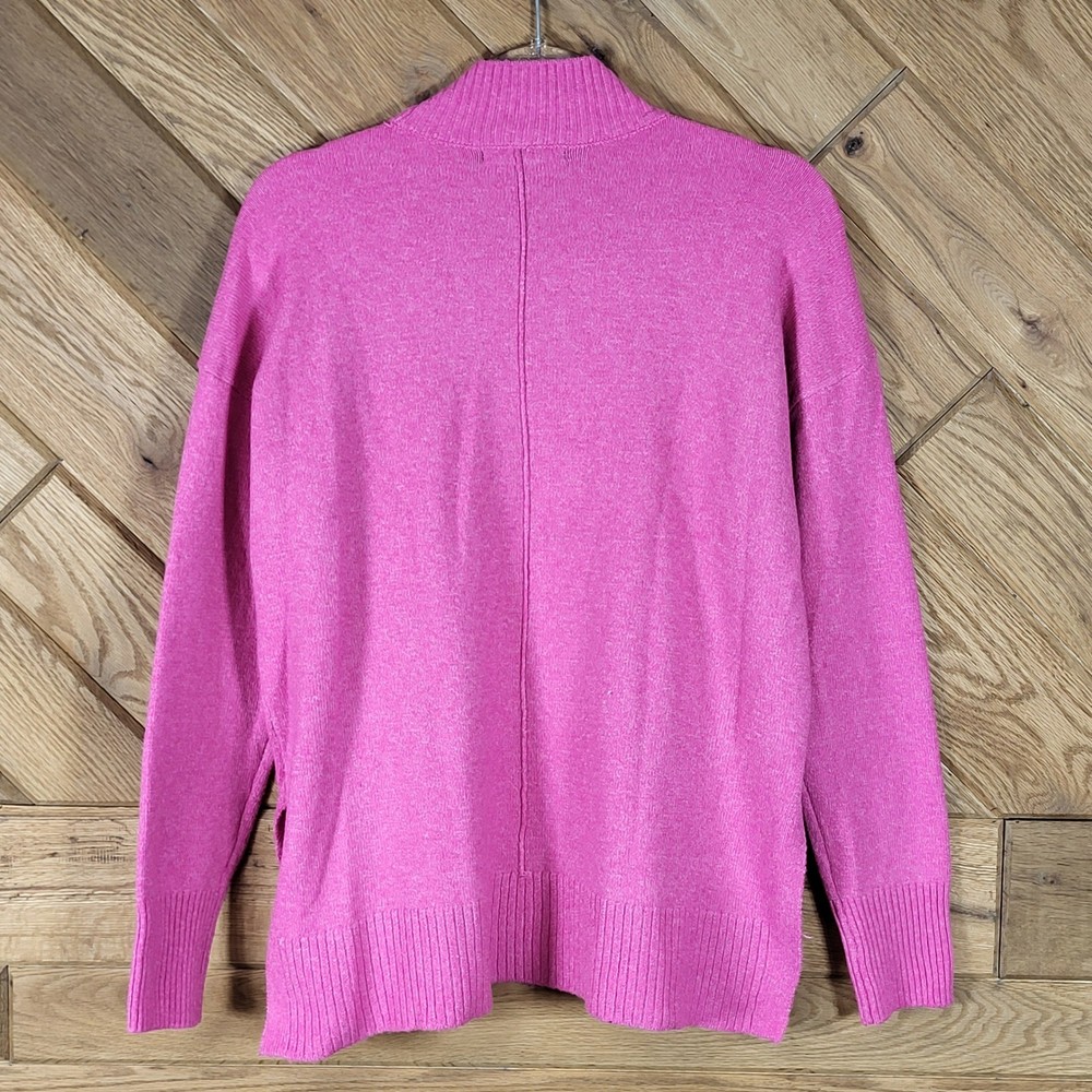 Tahari Sweater Womens Medium Mock Neck High Low Hem Pullover Pink