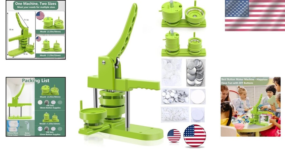 DIY Button Maker Kit with Interchangeable Models - 200 Sets for Creative Crafts