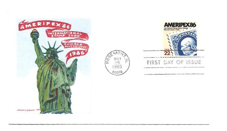 2145 AMERIPEX 86, Doris Gold FDC