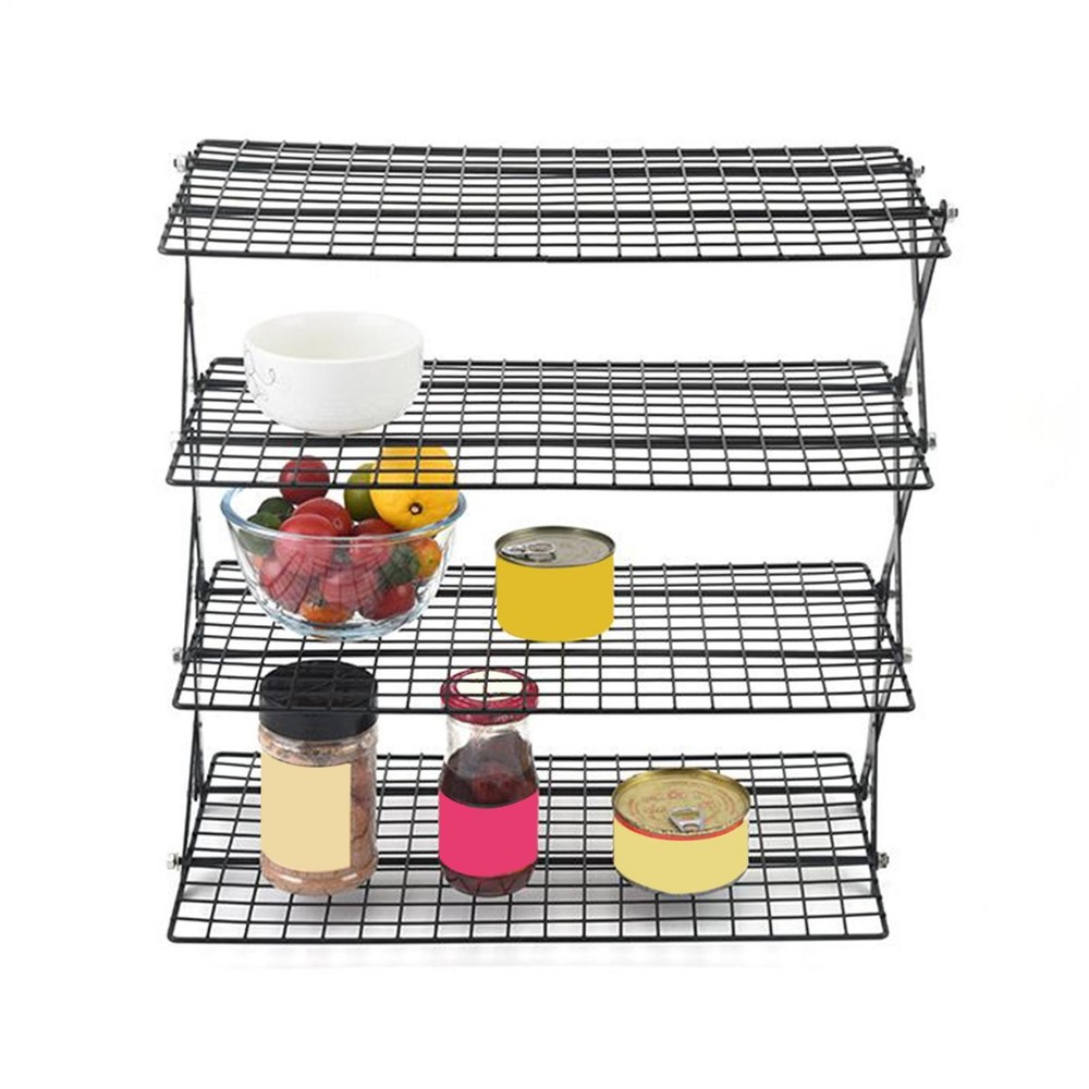 Baking Rack 4-Tier Stackable Foldable Storage Organizer Grill Rack Amicable