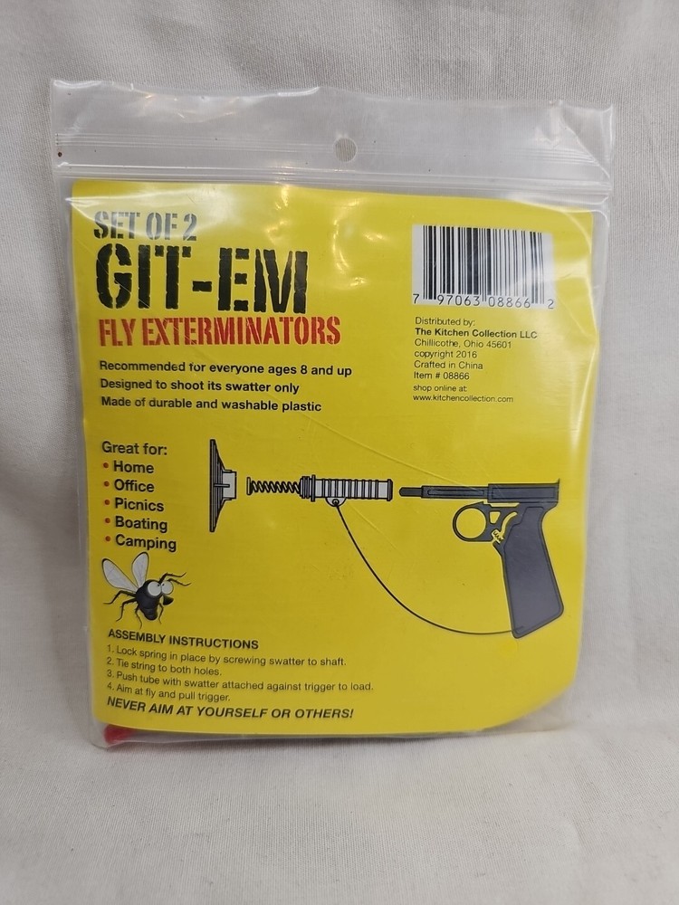 NEW! Set Of 2 Git-Em Fly Exterminators Shooting Fly Swatter