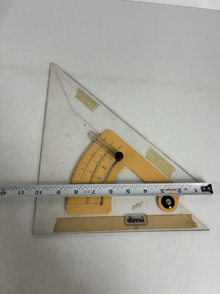 vintage DMI adjustable drafting triangle or angle finder tool 12”