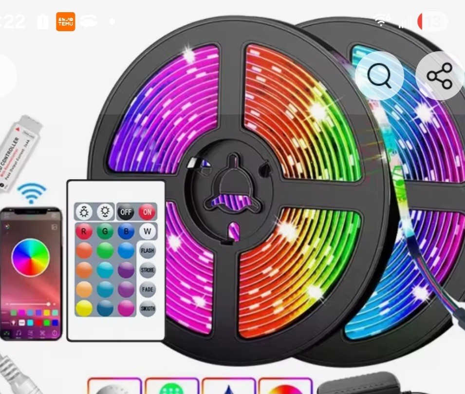 Multicolor LED Light Strip, Remote & App Control, Smart Wi-Fi, Color Changing