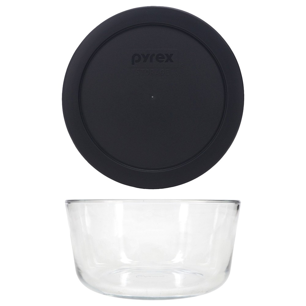 Pyrex 7201 4-Cup Glass Bowl & 7201-PC Black Lid