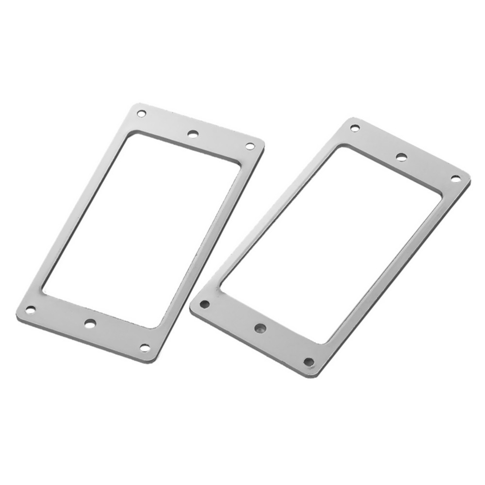 2Pcs Guitar Humbucker Pickup Mounting Ring Frame Bridge Neck Flat Bottom Silver.
