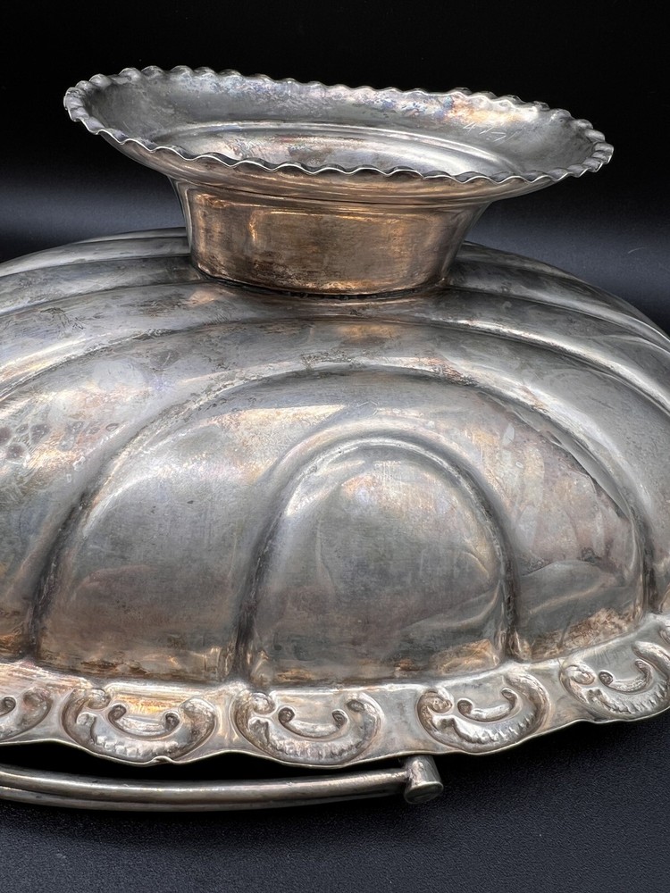 Silver Plated Oval Bowl With Handle Marked BPHS ?