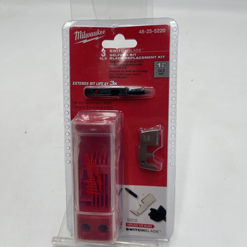 Milwaukee 48-25-5220 1-3/8” Switchblade 3 Blade Self Feed Bit Replacement Kit