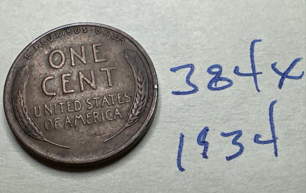 1934 1C BN Lincoln Cent WHEAT PENNY 384X