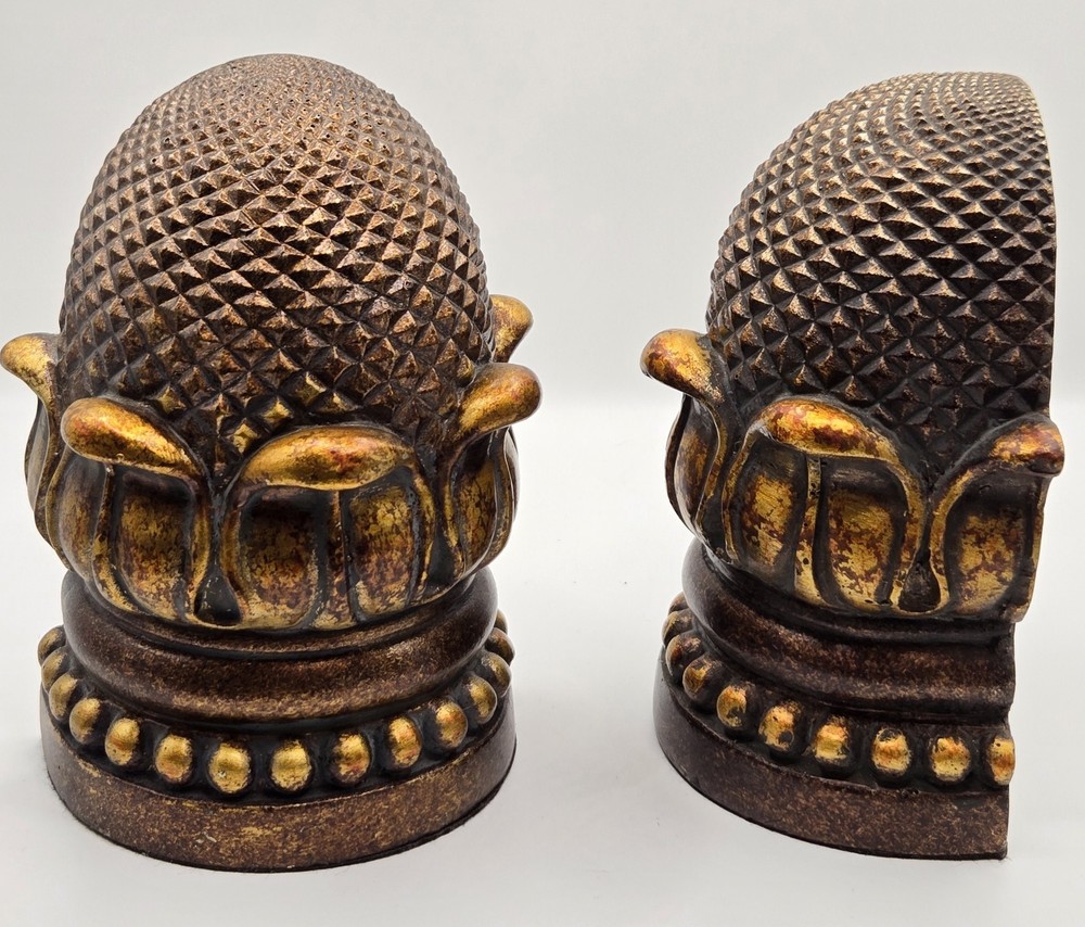 Pineapple Inspired Bookends Heavy Ceramic