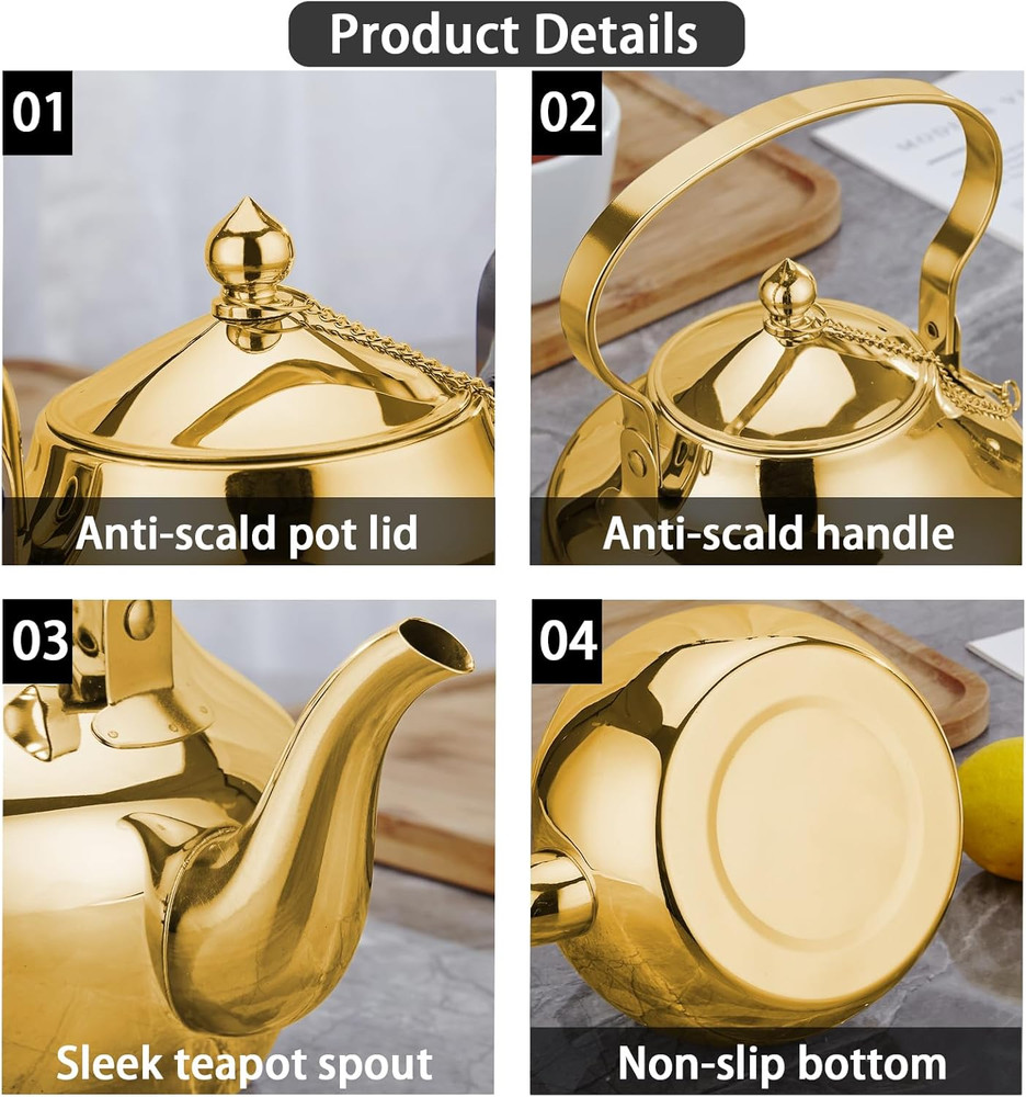 2000Ml Gooseneck Teapot with Removable Infuser, 2.1Qt Hot Water Kettle Boiling W