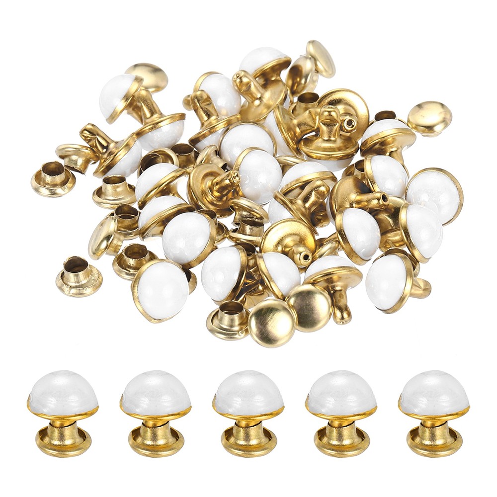 7.5mm Turquoise Studs Rivets, 30 Sets Leather Rivets, White