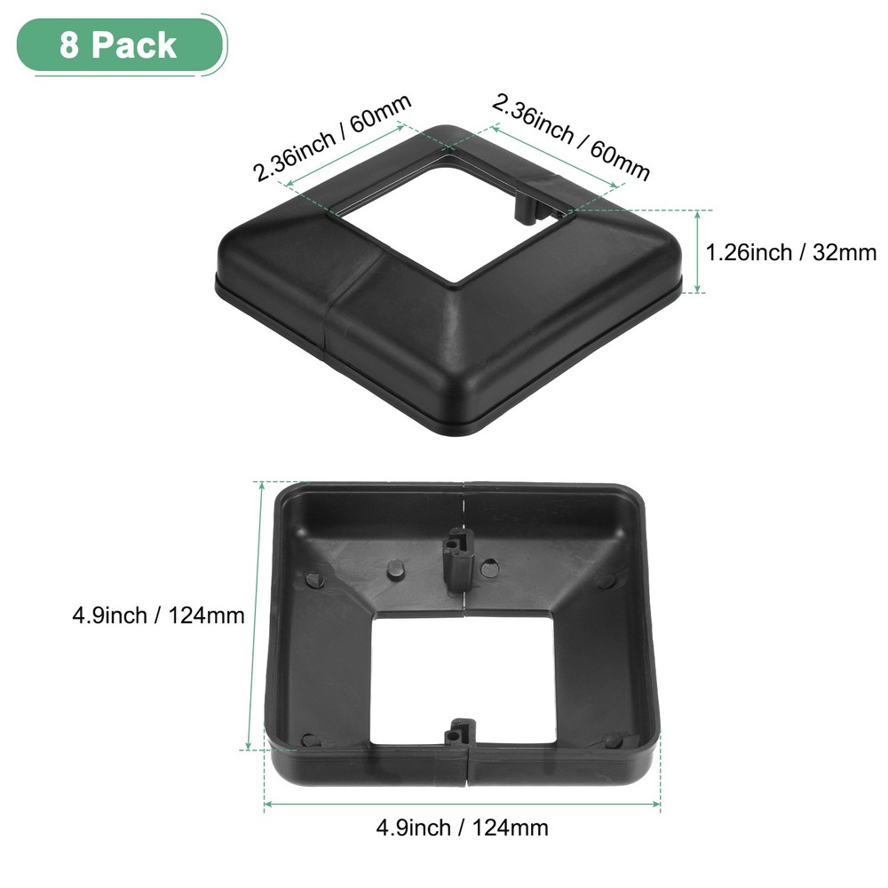 8-Pack Post Base Cover, Internal 2.36"x 2.36" Post Skirt Split Type for Railing