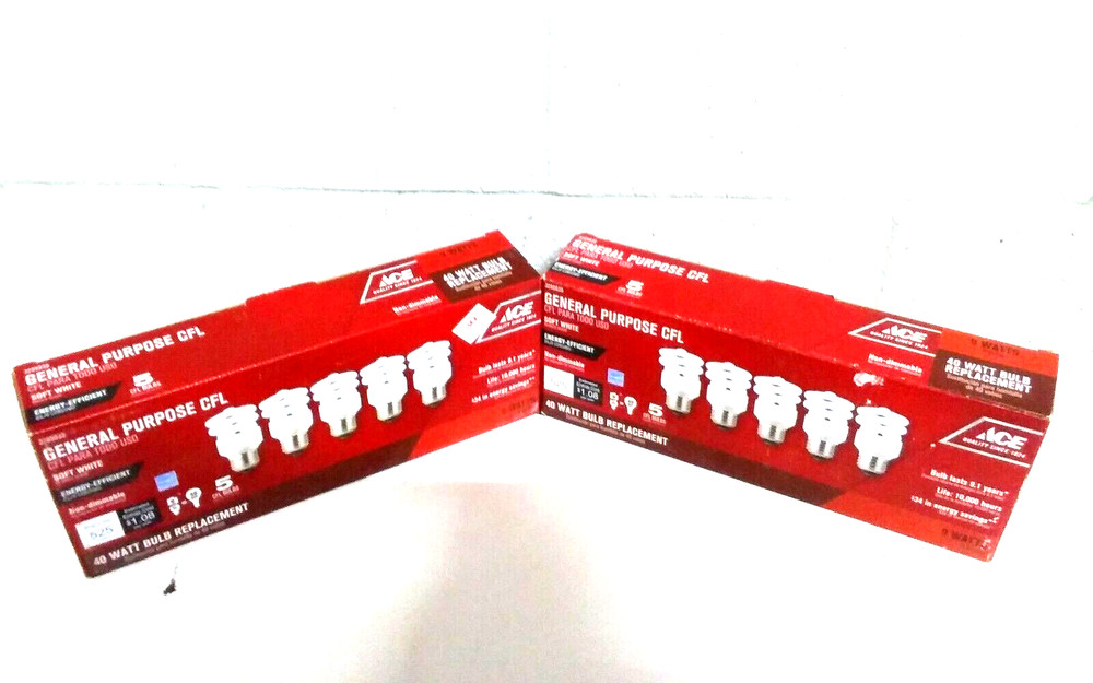 CFL 5-Pack~Soft White 9 Watt Medium Base  Bulbs Ace Hardware   Free Shipping!