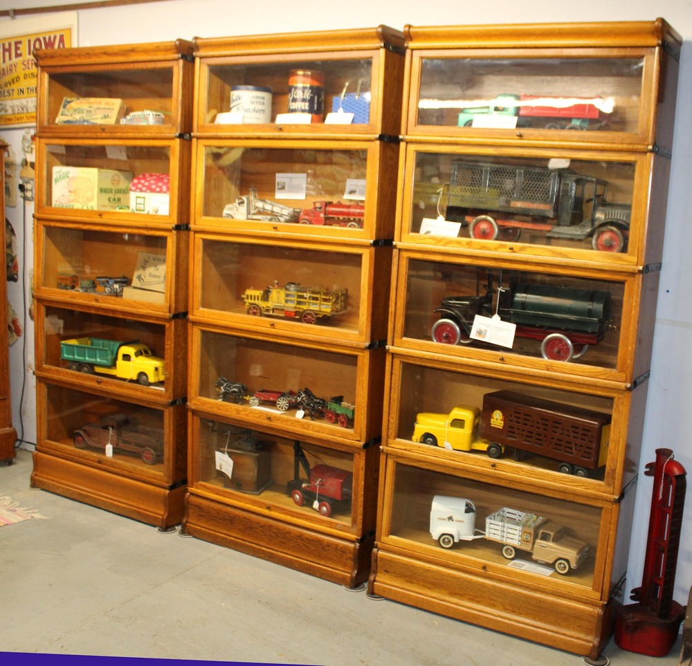 Antique Wall Unit (3) Oak Globe Wernicke Bookcases – Each Five Sections Height