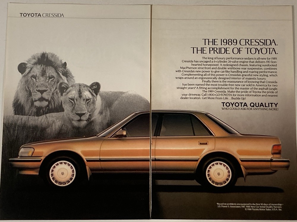 1989 Toyota Cressida Two Page Print Ad