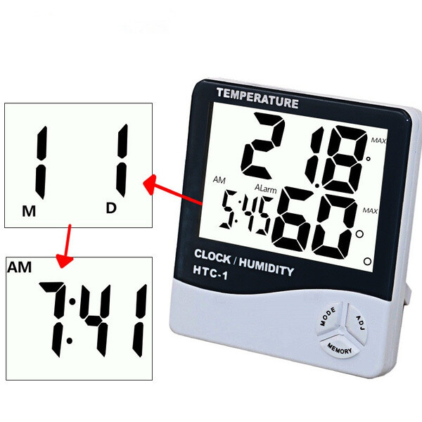Thermometer Indoor Digital LCD Hygrometer Temperature Humidity Meter Alarm Clock