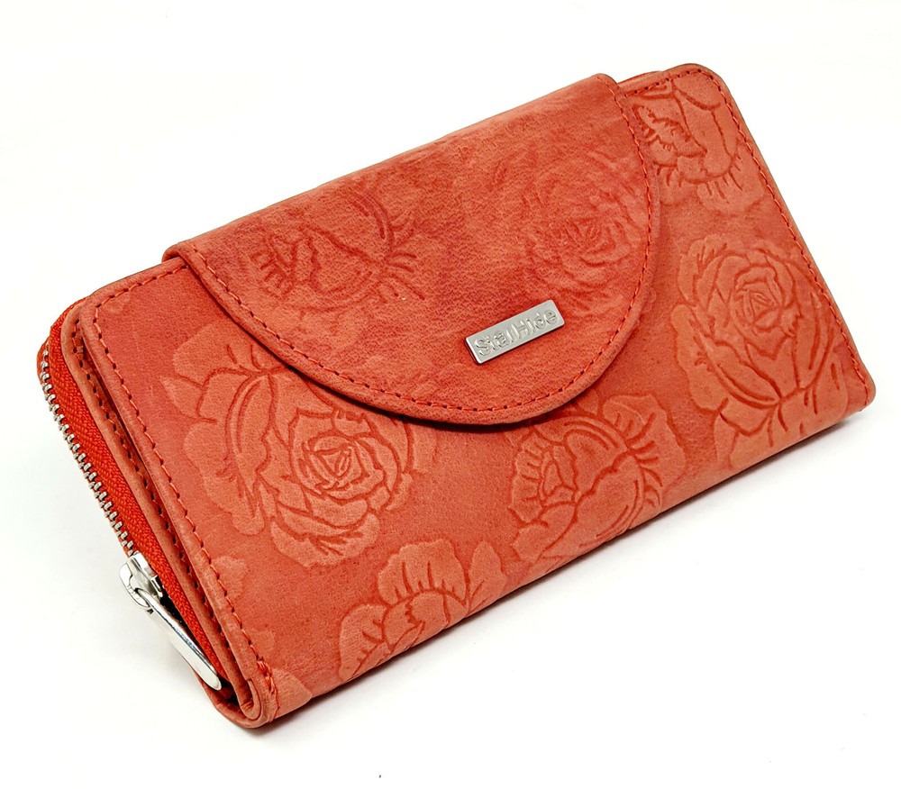 STARHIDE Womens RFID Blocking Embossed Floral Real Distressed Hunter Leather