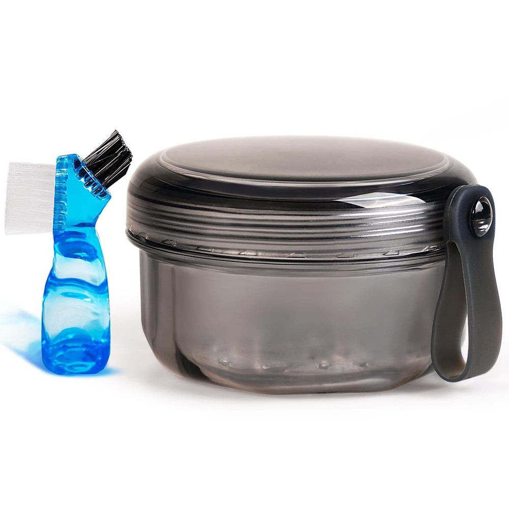 Leakproof Denture Case Soaking Cup False Teeth Transparent Black