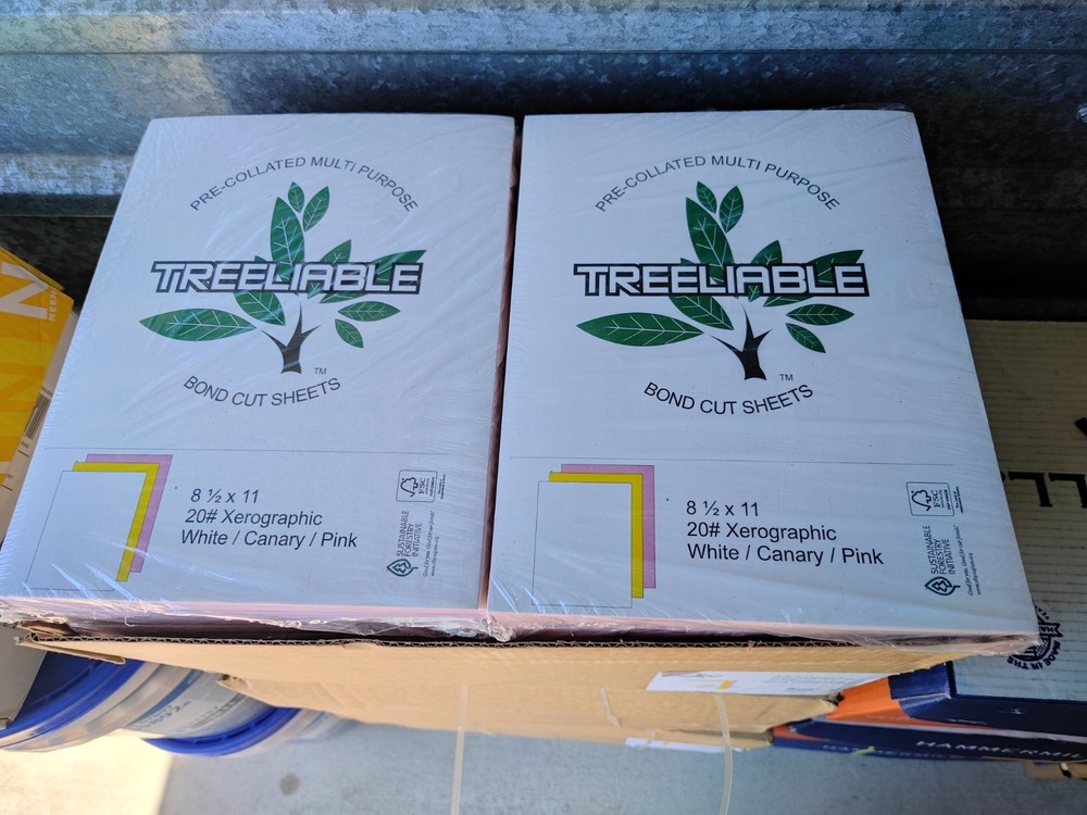 Box Treeliable 3 Part Carbonless Cut Sheets 8-1/2" x 11" Straight Sequence