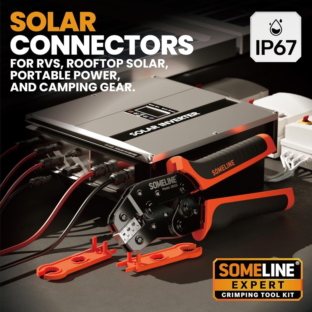 Solar Connector Crimping Tool Kit, Crimper for Solar Panel Cable Wire 14-10 AWG