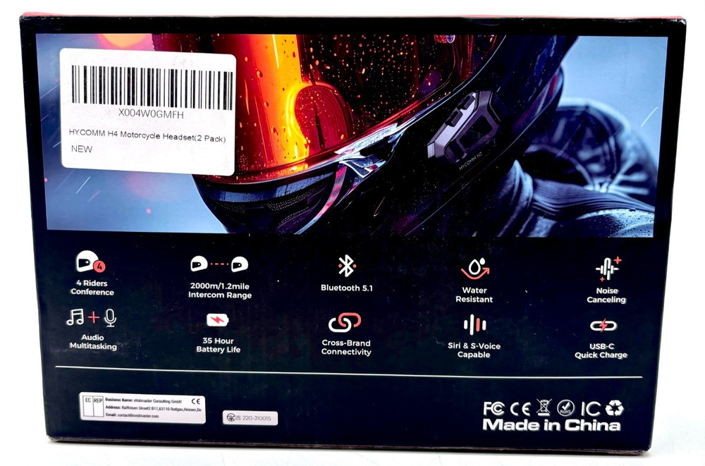 Hycomm H4 Wireless Bluetooth Motorcycle Intercom Dual Pack