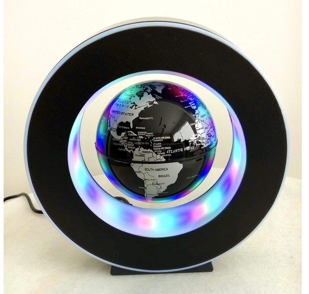 Magnetic LED table Lamp, Rotating/spinning Globe with educational world map