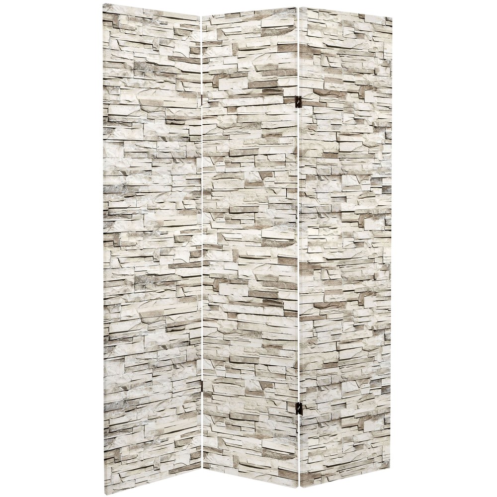 6 ft. Tall Double Sided Stone Wall Canvas Room Divider