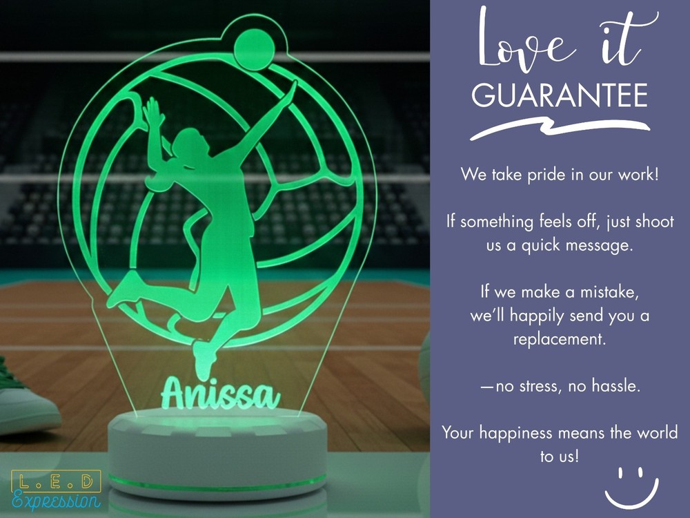 Personalized Volleyball Night Light - Custom LED Lamp Gift for Player Team