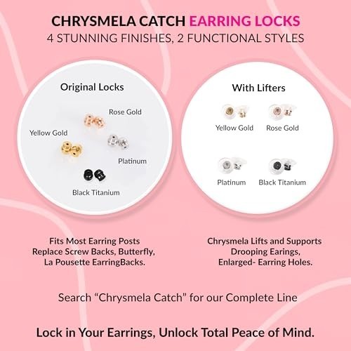 Secure Locking Earring Backs - Platinum Finish, Fits Most Posts, Protects Diamon